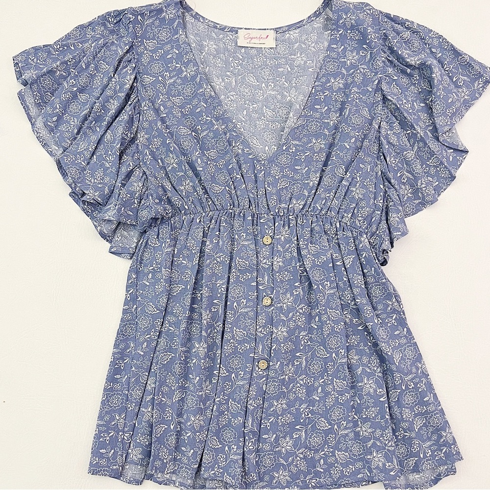 Ruffle Floral Print Top